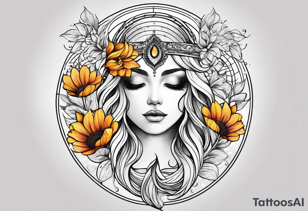 Lunar phases Virgo flowers tattoo idea