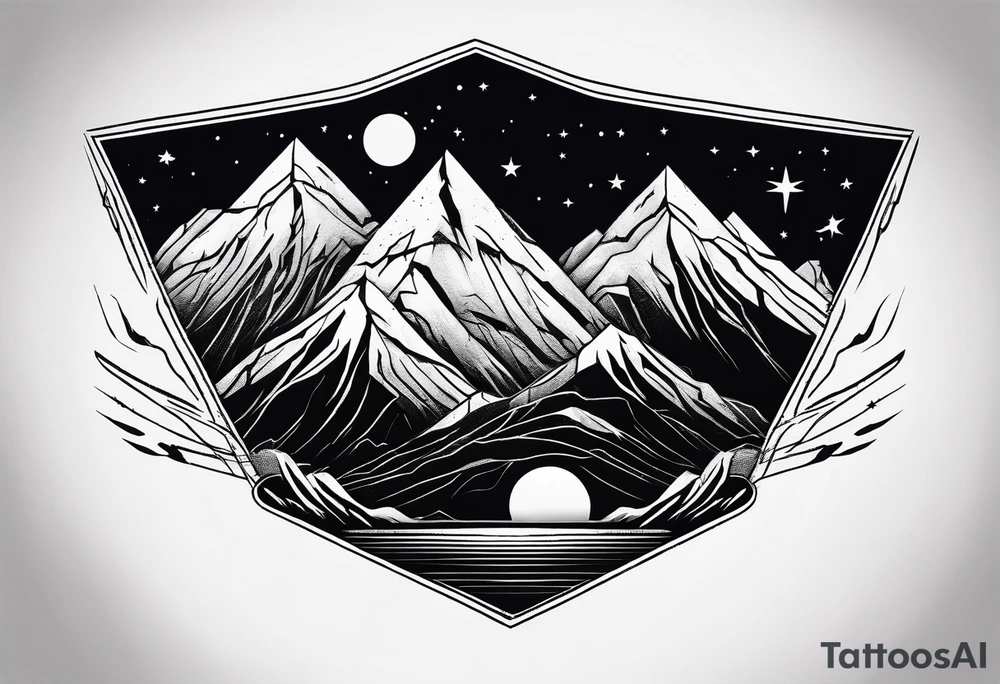 mountain and space in thick line art tattoo idea mountain and space in thick line art tattoo idea