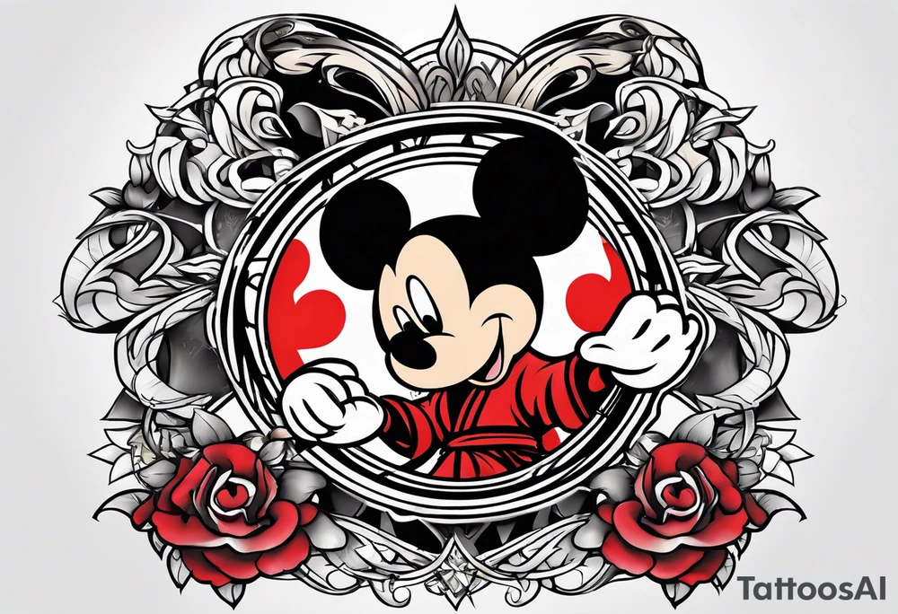 mickey mouse martial arts tattoo idea