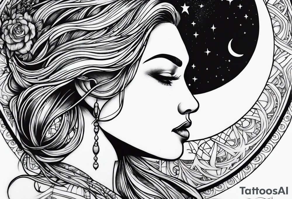sacred moon tattoo idea