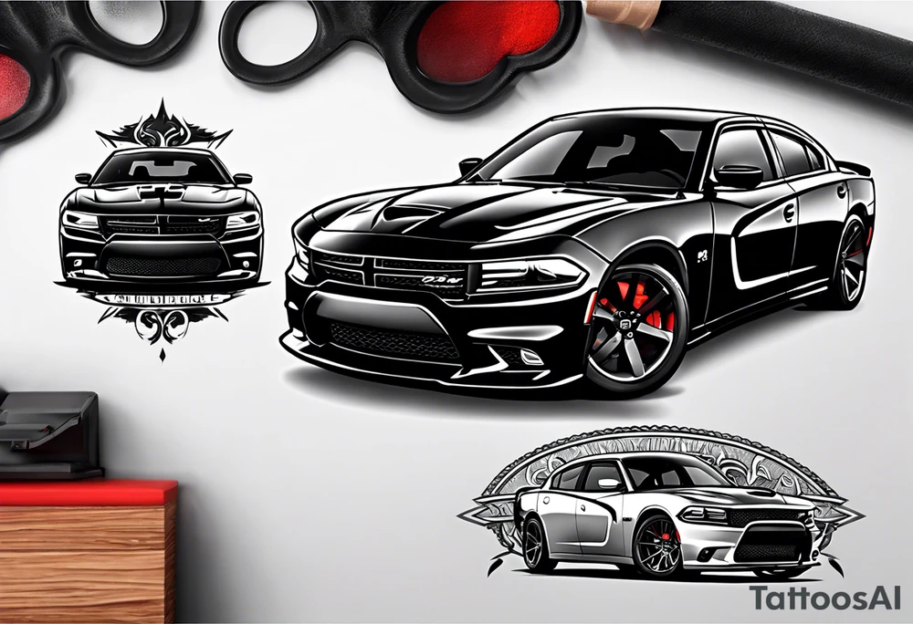 2020 Black Dodge charger tattoo idea