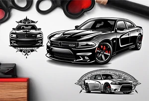 2020 Black Dodge charger tattoo idea