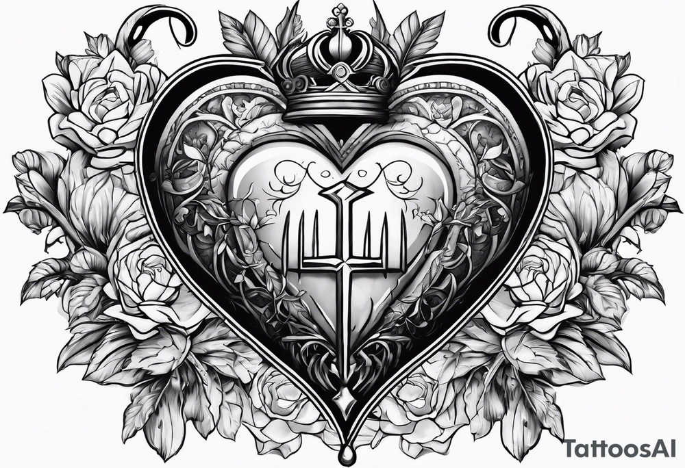 Sacred heart of marry with swords tattoo idea