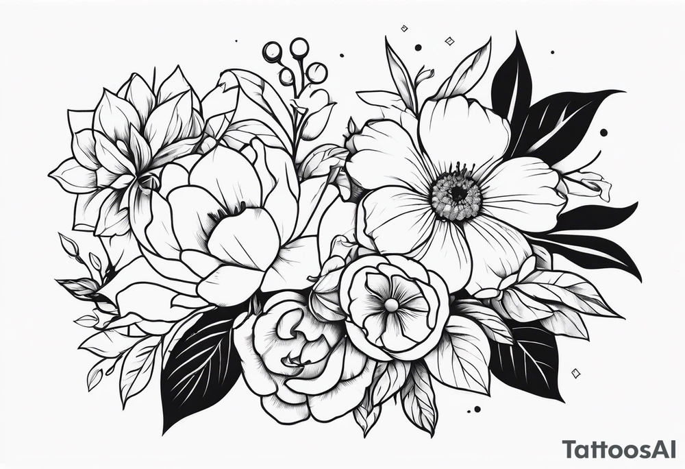 Beautiful flowers and jewelry tattoo idea