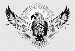 Kora with mountains eagles tattoo idea