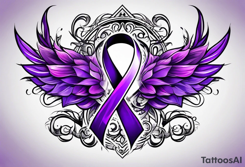Purple cancer ribbon tattoo idea