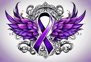 Purple cancer ribbon tattoo idea