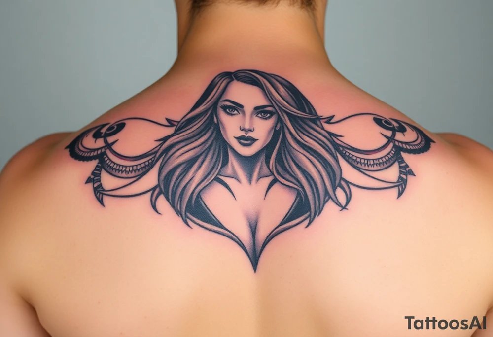 Naked women, big boobs, torso only tattoo idea