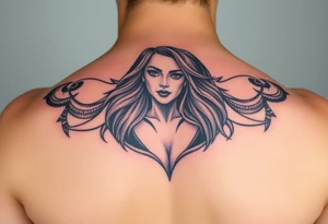 Naked women, big boobs, torso only tattoo idea