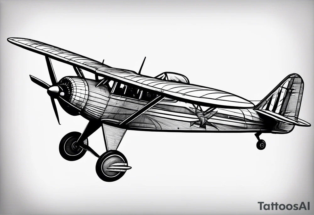 sketch of adventure plane in perspective from the bottom tattoo idea