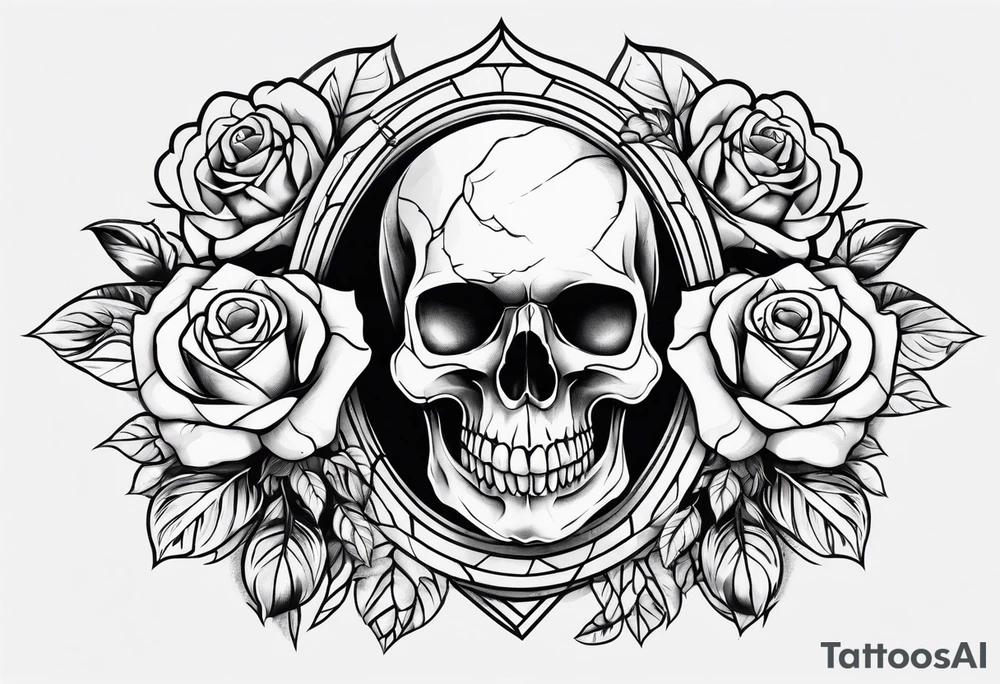 skull and roses tattoo idea