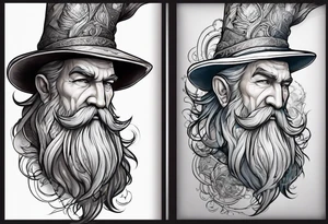 Middle age wizard with air staff tattoo idea