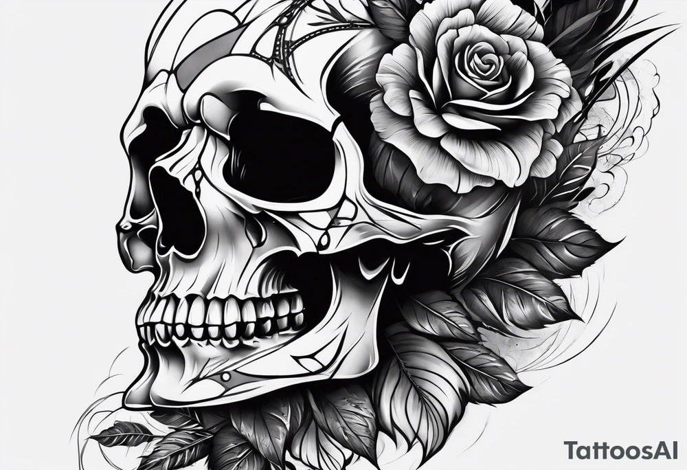 extreme joint pain breaking through skin on arm skull sorrow sad tattoo idea