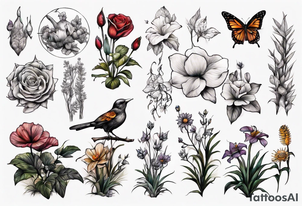 garden landscape tattoo idea