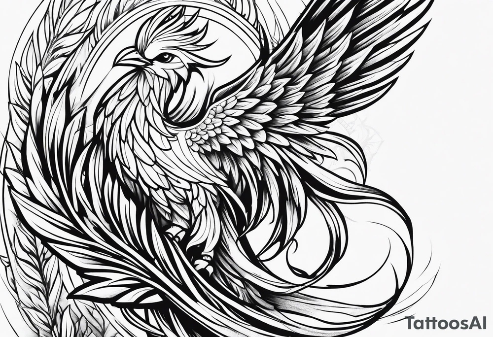 phoenix  minimaliste. trait de crayon. tattoo idea