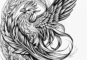 phoenix  minimaliste. trait de crayon. tattoo idea