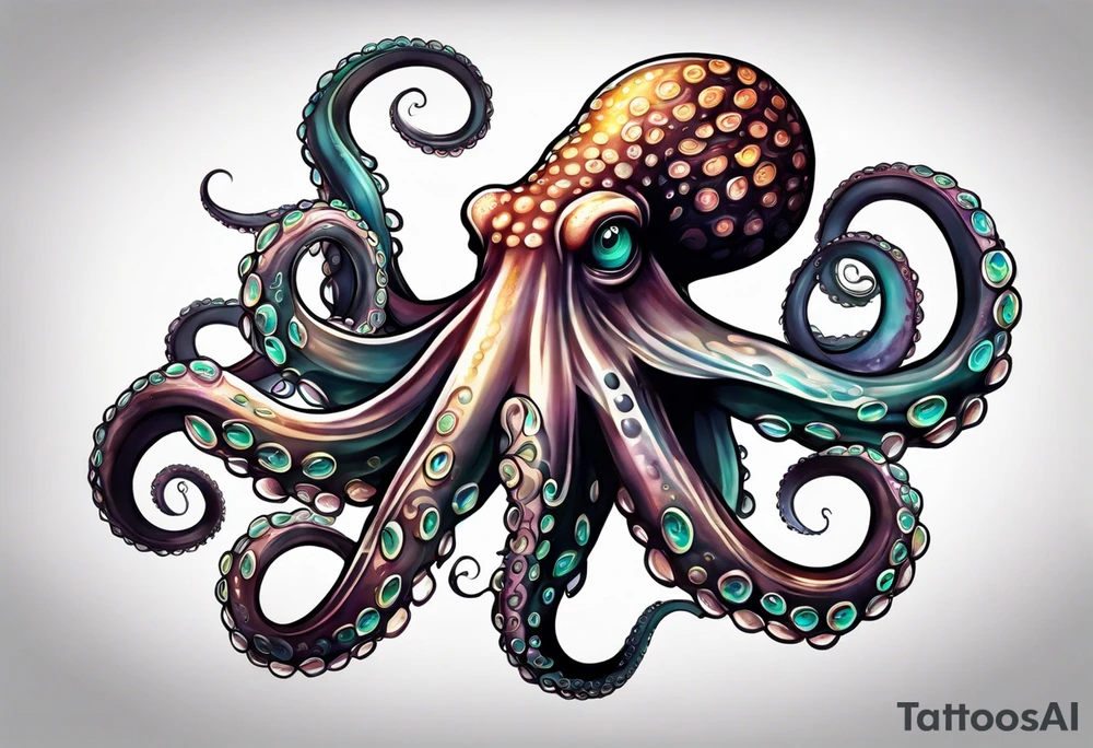 large octopus with multiple tentacles and suckers tattoo idea