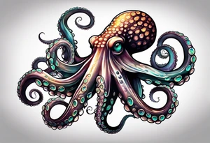 large octopus with multiple tentacles and suckers tattoo idea