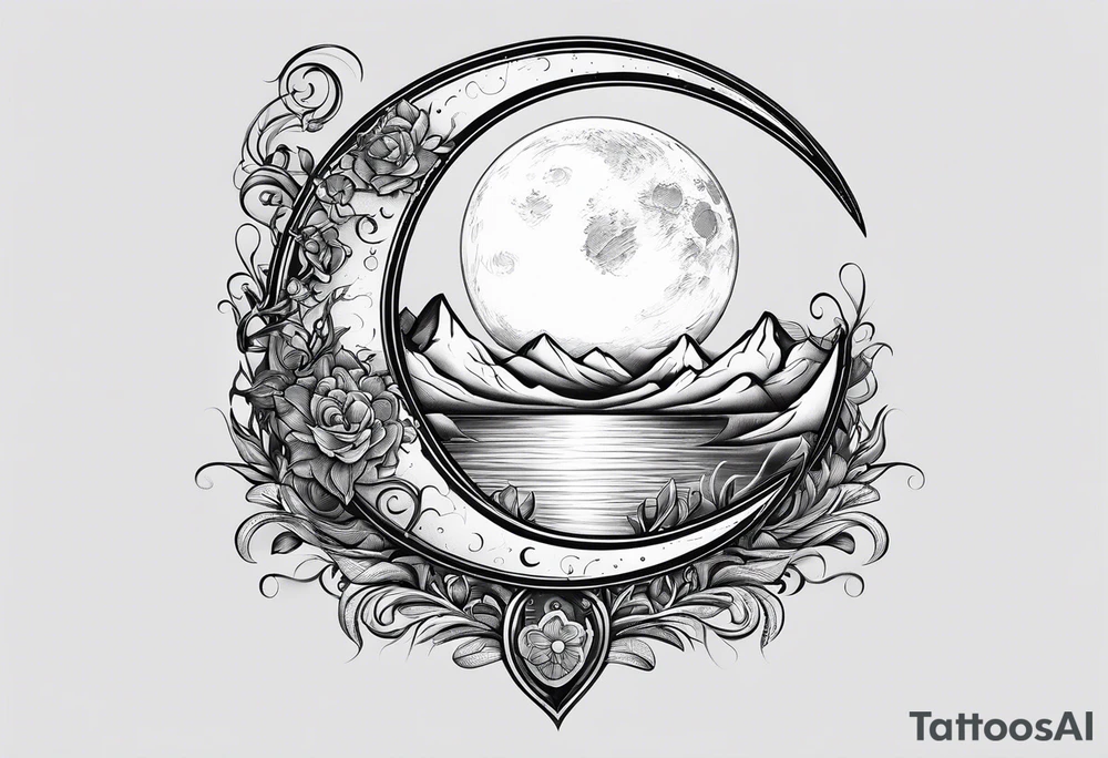 Moon and letter M tattoo idea