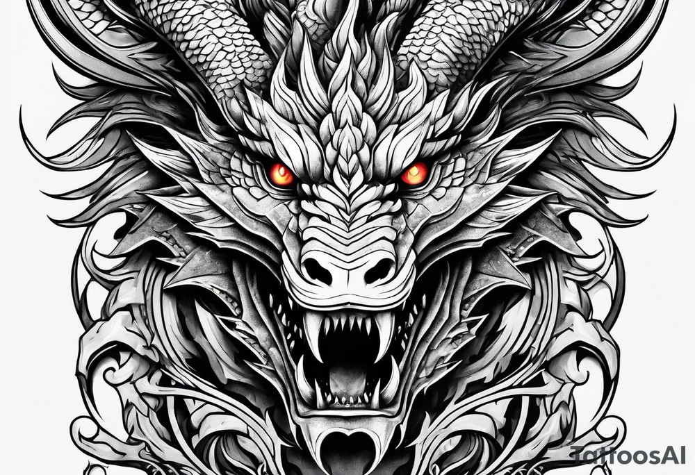 Valhalla sword dragon head tattoo idea