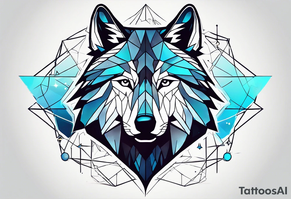 Constellation, two animal wolf, géométric tattoo idea