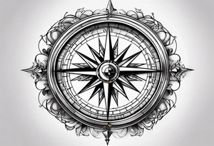 glass broken on compass tattoo idea