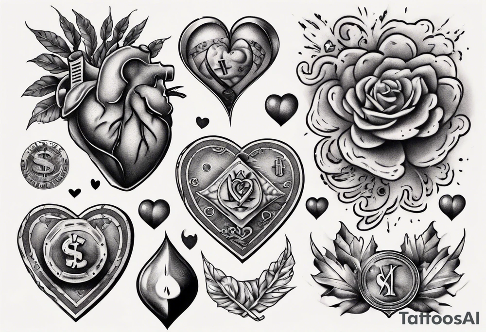 Money and Heart tattoo idea