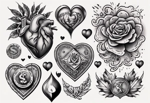 Money and Heart tattoo idea