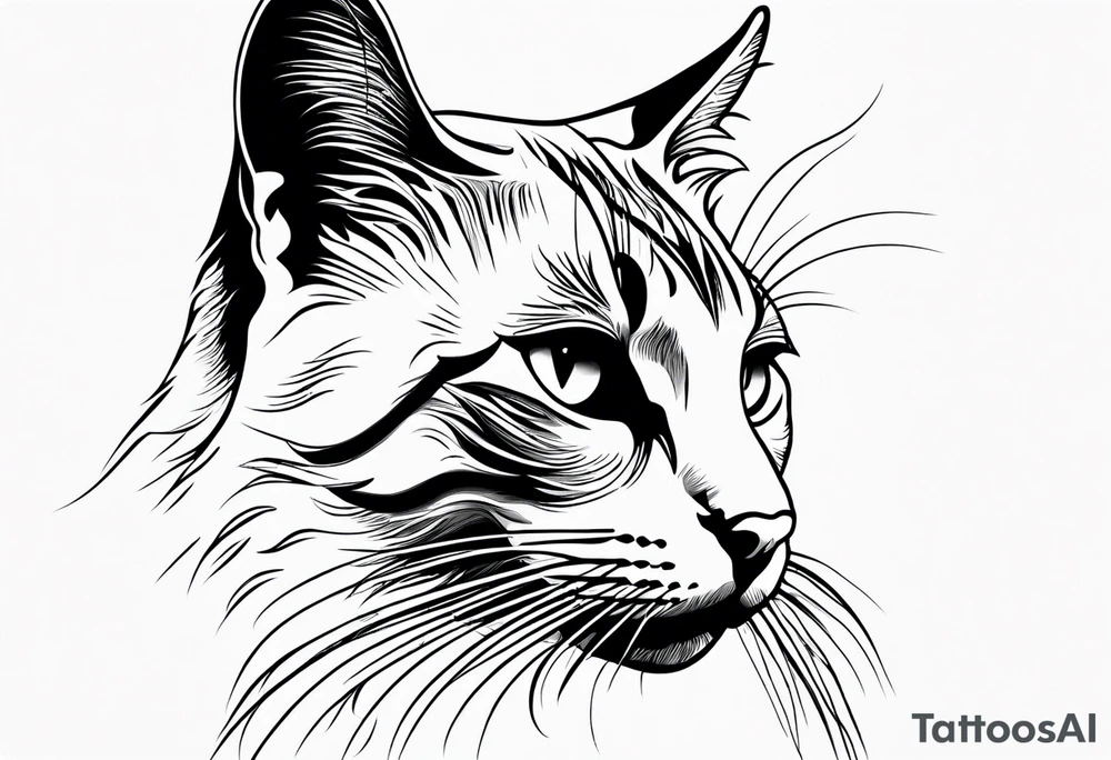 right side profile of a cat face tattoo idea
