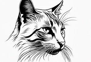 right side profile of a cat face tattoo idea