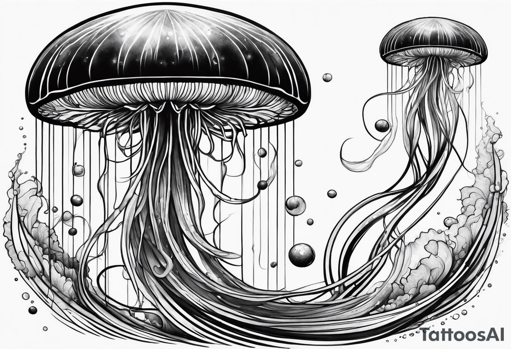 A galaxy inside a long slender jellyfish tattoo idea