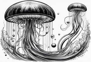 A galaxy inside a long slender jellyfish tattoo idea