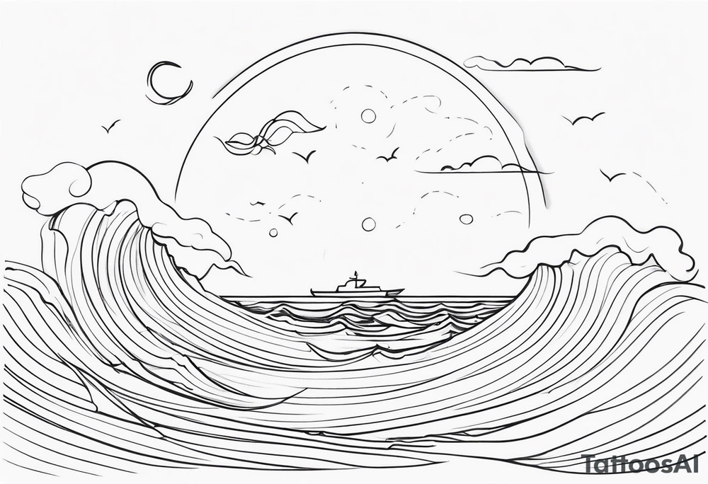 One line ocean tattoo idea