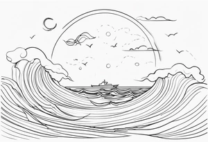 One line ocean tattoo idea