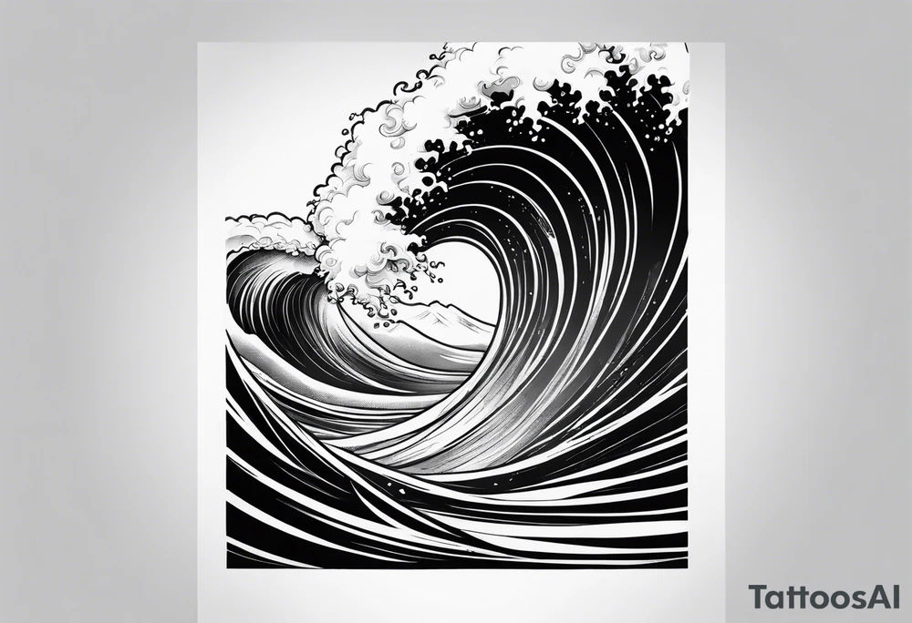 Ocean wave at sunset tattoo idea