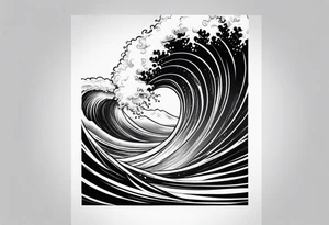 Ocean wave at sunset tattoo idea