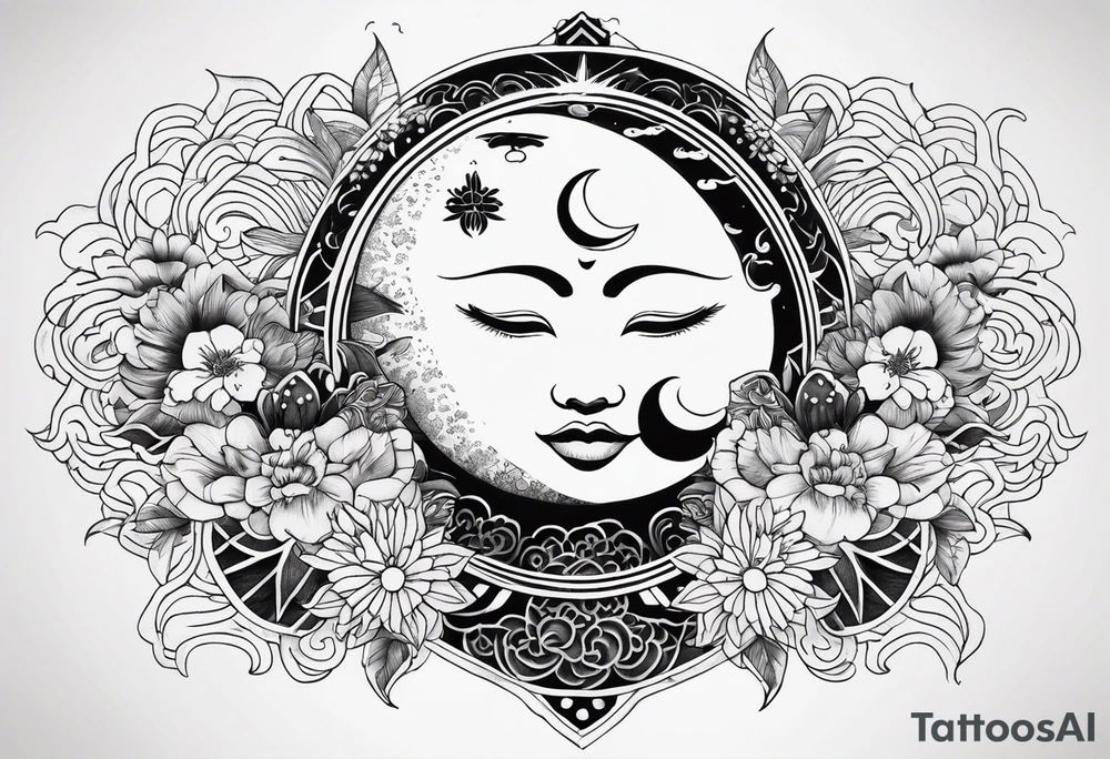 Sun and moon tattoo idea