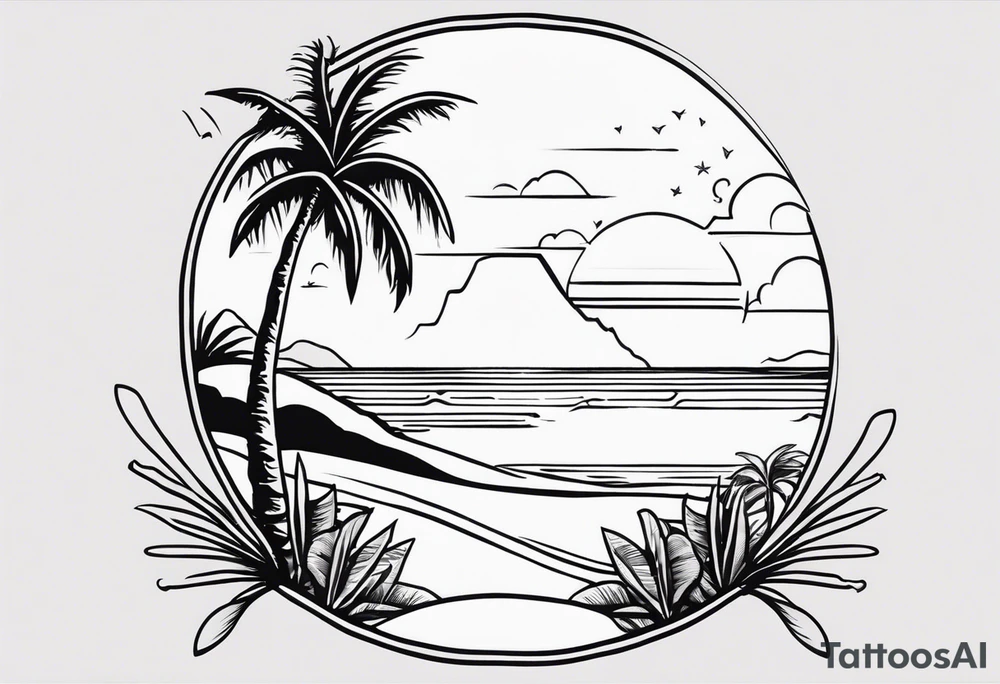 Hawaian beach tattoo idea