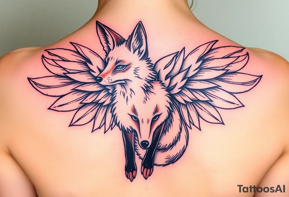 a fox with wings serious and scary tattoo idea