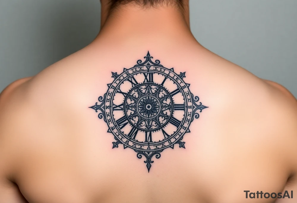 vintage roman numerals within ornate clockwork mechanism tattoo idea