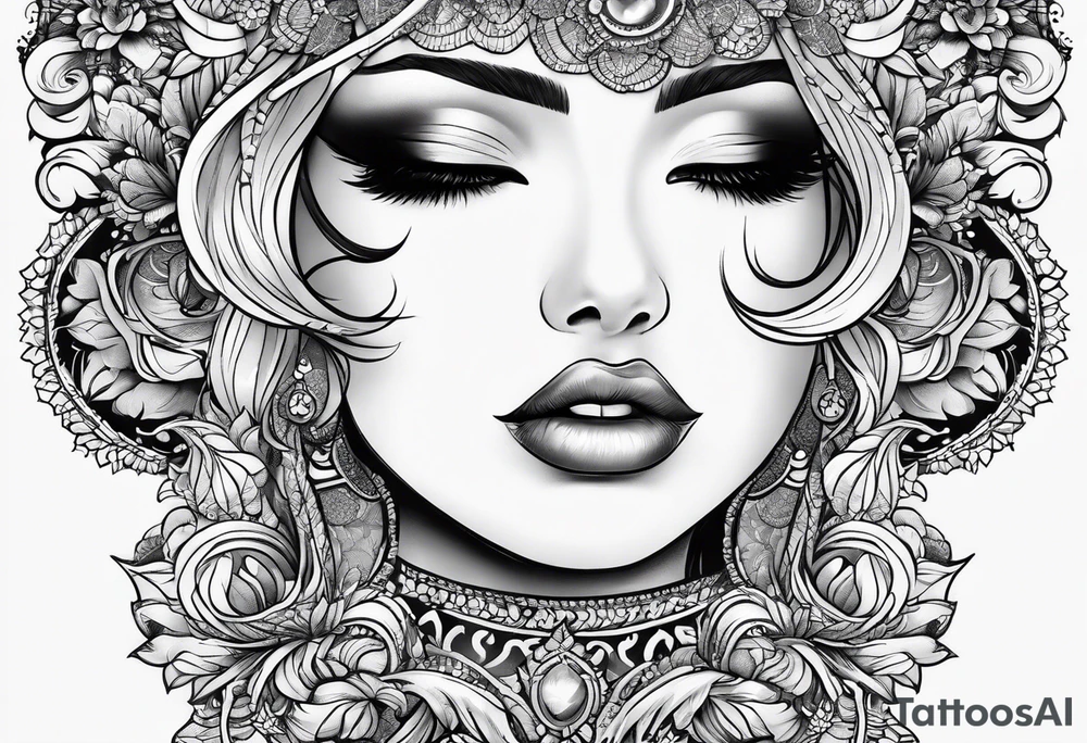 Elbow length lace glove tattoo idea