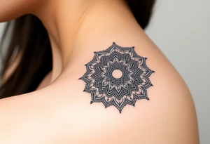 intricate mandala with sacred geometry and cosmic elements tattoo idea