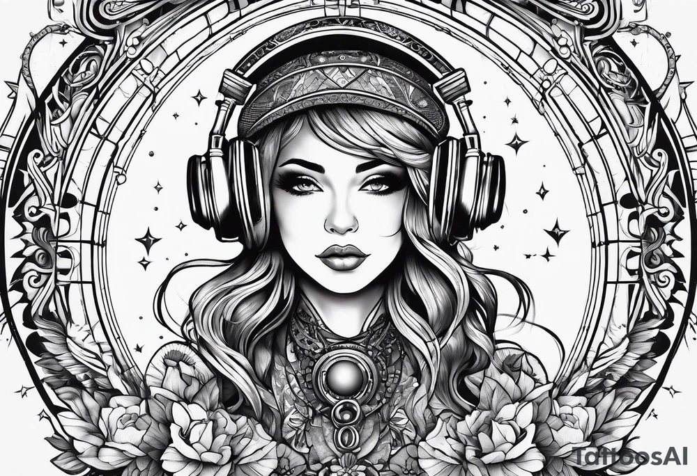 space, music tattoo idea