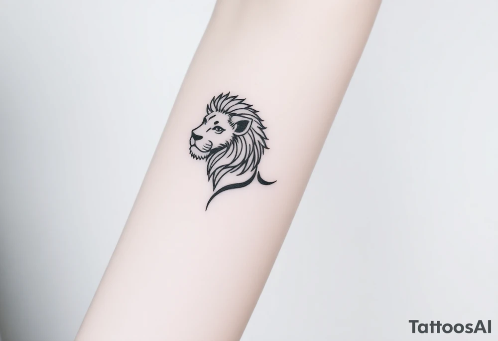 minimalist lion on female forearm tattoo idea
