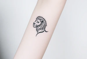 minimalist lion on female forearm tattoo idea