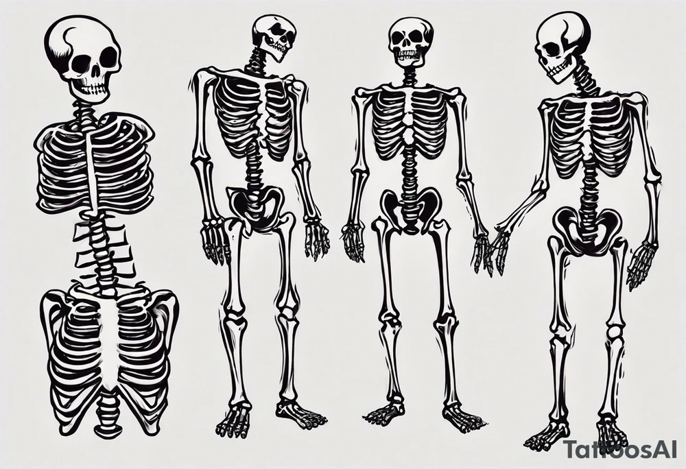 I need a ribcage tattoo of a skeleton.
The skeleton should wear a red/ black suit. tattoo idea