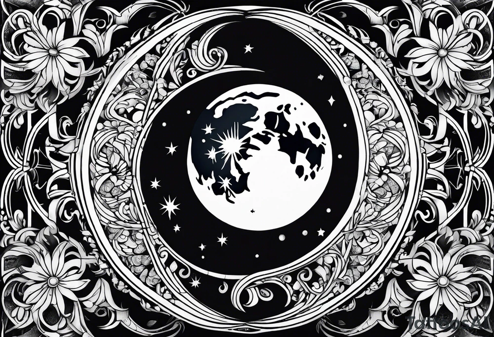 Ornemental moon tattoo idea