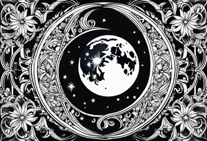 Ornemental moon tattoo idea