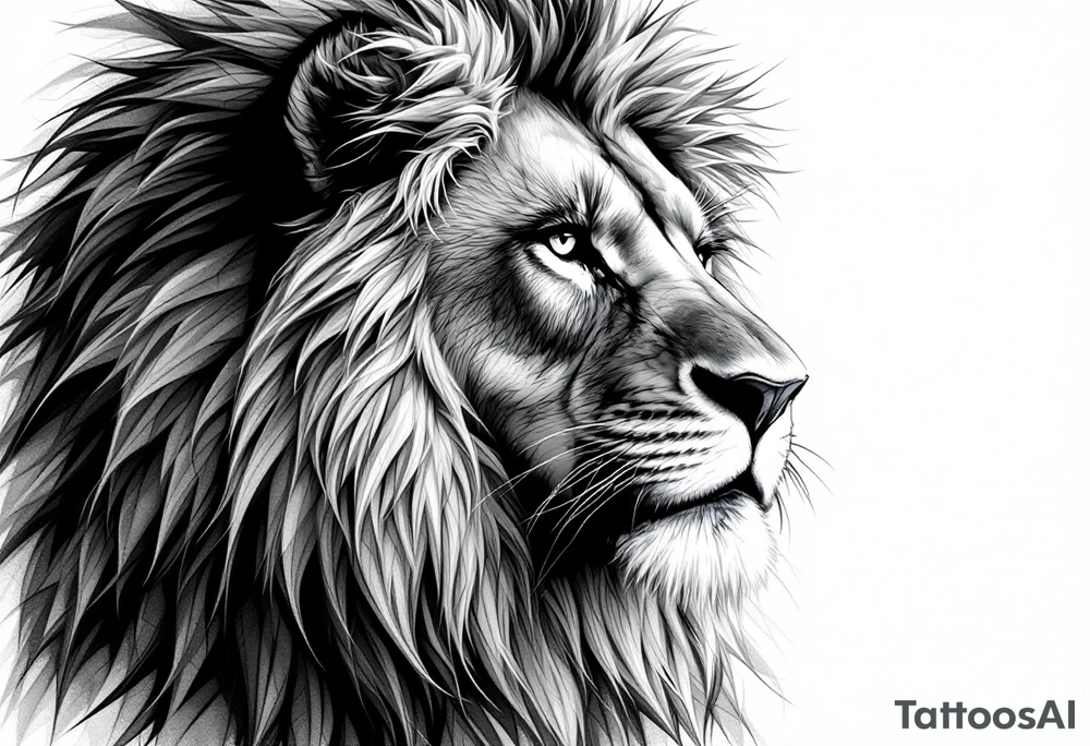 powerful majestic lion, close-up tattoo idea
