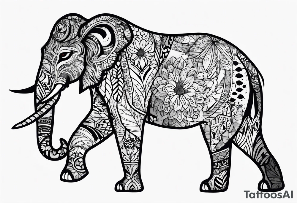 Jungel, olifant, tijger, beer, leeuw, cameleon tattoo idea